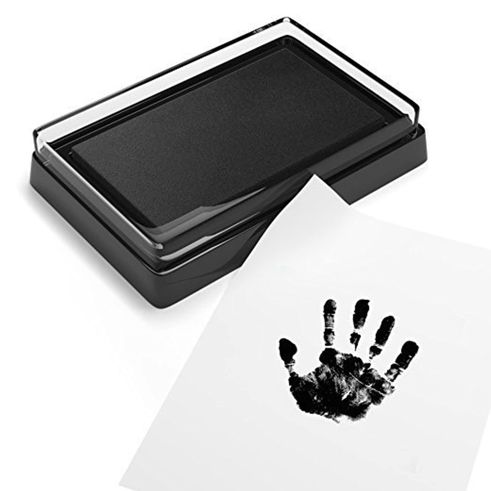 Alomejor Baby Footprint Ink Pad 9.3 x 6.5 x 2.2cm Safe Reusable Meaningful Easy wash Paw Print Pad with Paper for Babies and Pets(Black Ink) Baby accessories