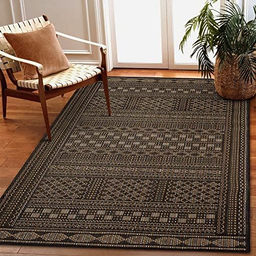 Liora Manne Avena Area Rug - Transitional Contemporary (Panel Stripe Midnight) (6'6" x 9'4")