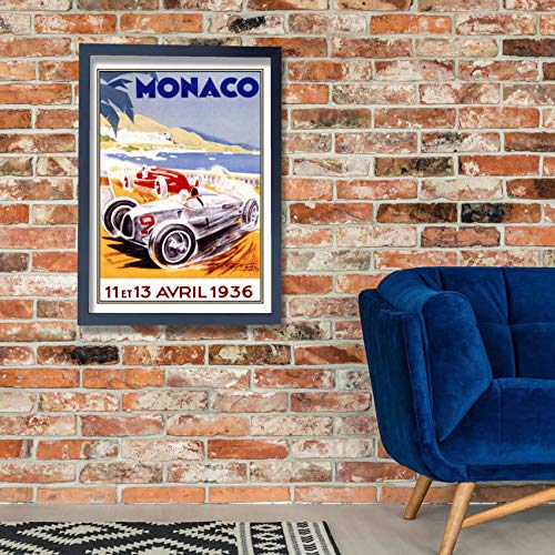 Affiche Monaco 1936 Racing avec cadre premium grand format papier mat