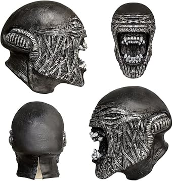 ALTITAB Scrary Mask Alien Predator Latex Headgear Cosplay Costume Props Black Helmet Realistic Mask