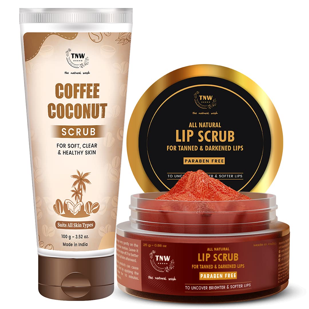 TNW-The Natural Wash Coffee Coconut Scrub and Lip Scrub for Gentle Exfoliation of Skin and Lips | For Removal of Dead Skin Cells | Chemical-Free Products with Natural Ingredients