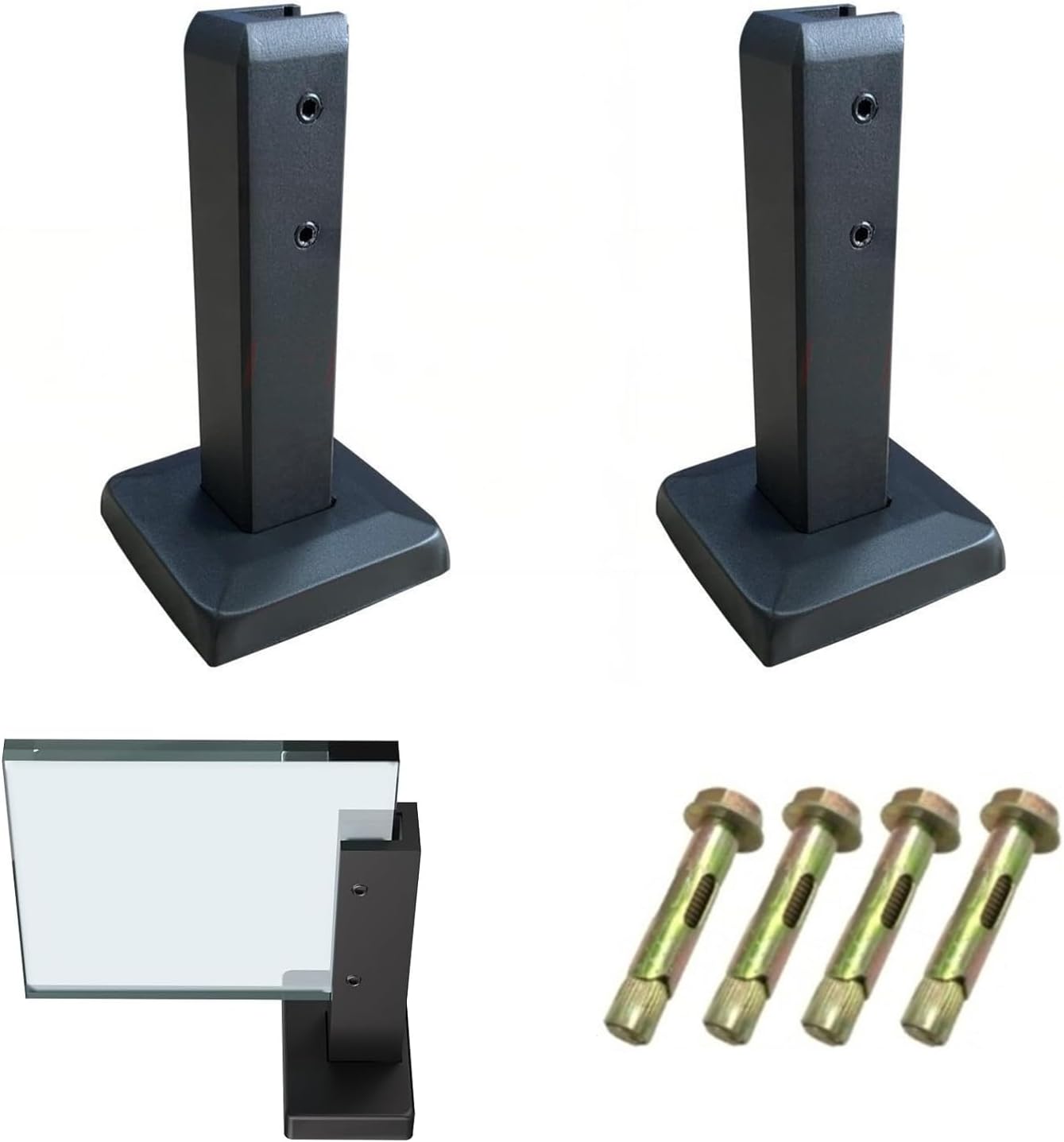 2 Pack Heavy Duty 304 Stainless Steel Glass Railing Clamp, No Drill Glass Spigot for 10mm-12mm Tempered Glass, Pool Fence Balcony Stair Handrail Balustrade,90°