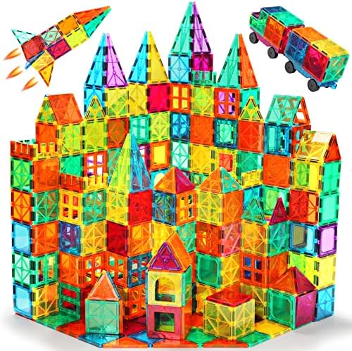 Anbalulu Magnetic Tiles for Kids, Stacking Blocks, Preschool Stem Construction Building Set 100 Pcs