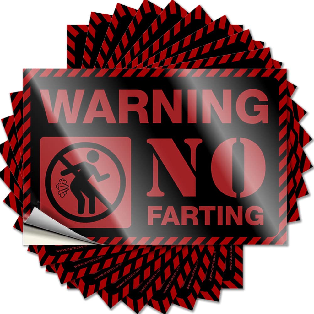 Hardhat Stickers and Decals No Farting Warning Funny Sticker 10 Pcs Funny Car Stickers Funny Car Stickers(6X9CM)