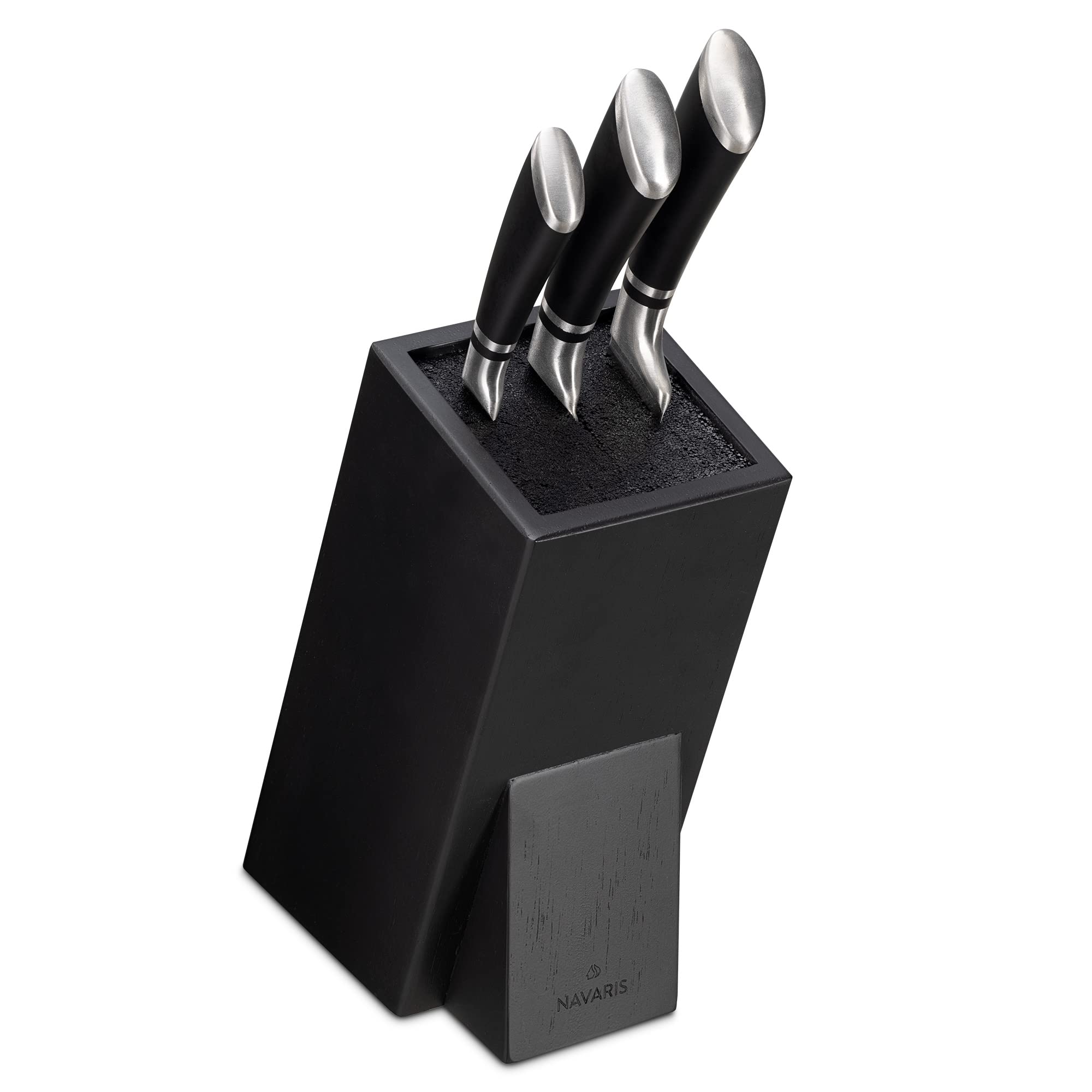 Navaris Porte-Couteaux Bois - Bloc de Rangement à Couteau Universel en Acacia 25 x 15 x 10,5 cm - Bloc Couteau de Cuisine Vide avec Tiges Plastique
