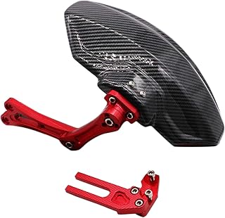 Ronyme Upgrade Motorcycle Rear Mudguard Protector Durable Adjustable Carbon Fiber Easy to Install Mudguard Mudguard 5 Motorcycle, Red
