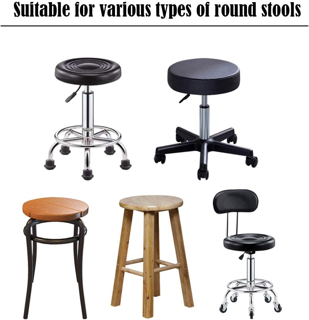 Bar Stool Cover Round Chair Slipcover Cotton Canvas Stool Cover Removable Washable Round Seat Cover 16 inches（Black）
