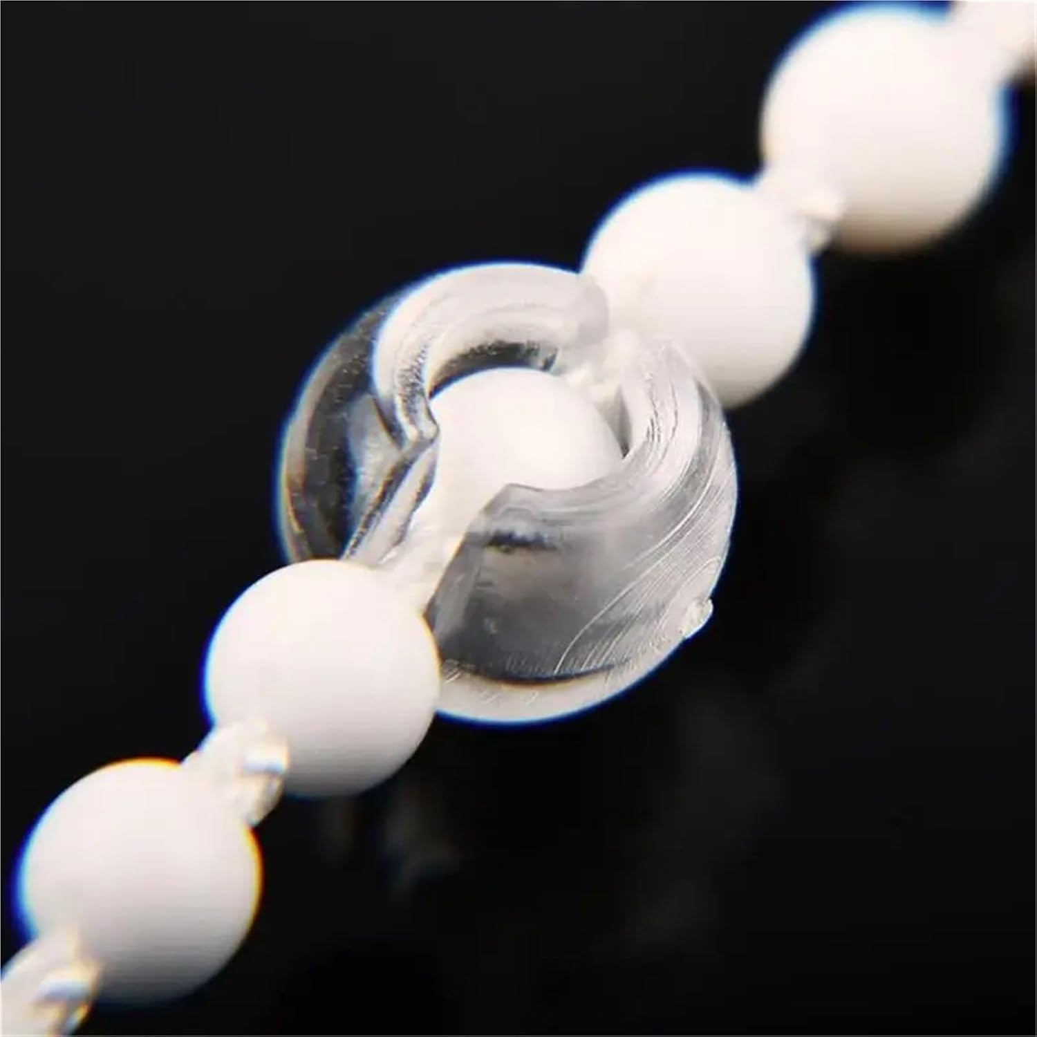 200pcs Beaded Chain Crimp Stop for Roller Shades, Clear POM Accessories
