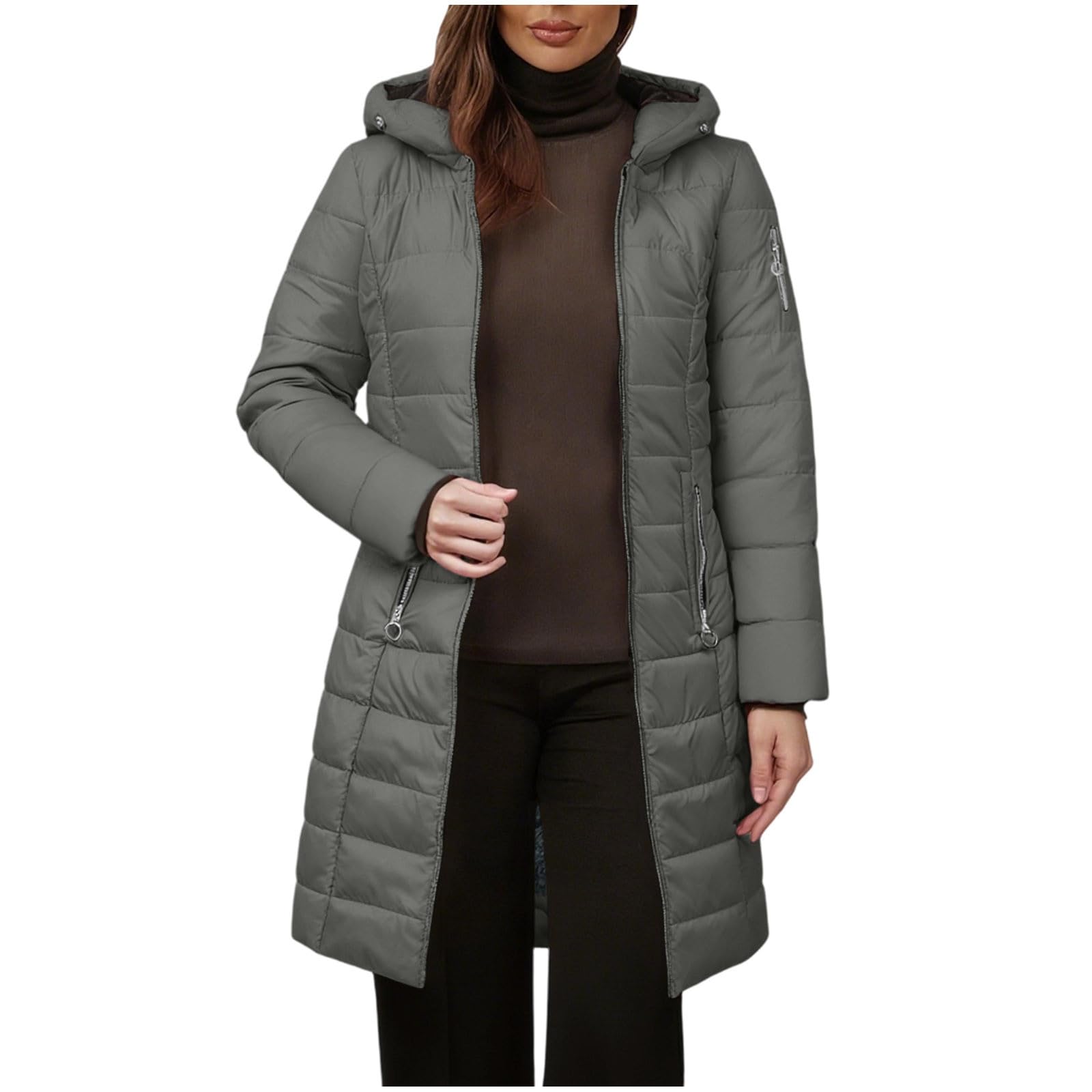 Abrigos de Invierno para Mujer,Chaqueta Acolchada con Capucha y Bolsillos | Abrigo Mujer Cálido Suave Cómodo Chaquetas de Manga Larga con Forro Polar Cazadora Gruesa Casual Otoño Invierno