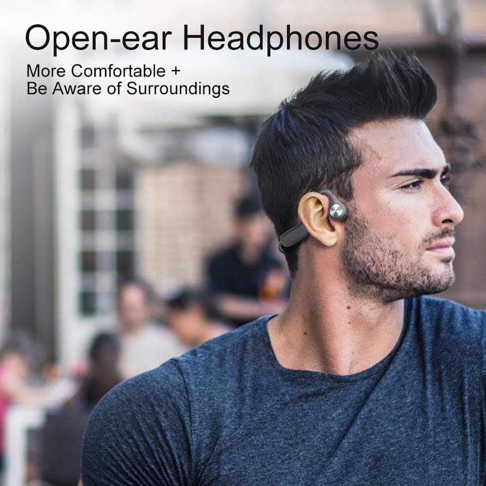AKASO Bone Conduction Headphones Open Ear with Microphone Wireless Bluetooth 5.0 Sports Headsets for Jogging Running Sports and Fitness