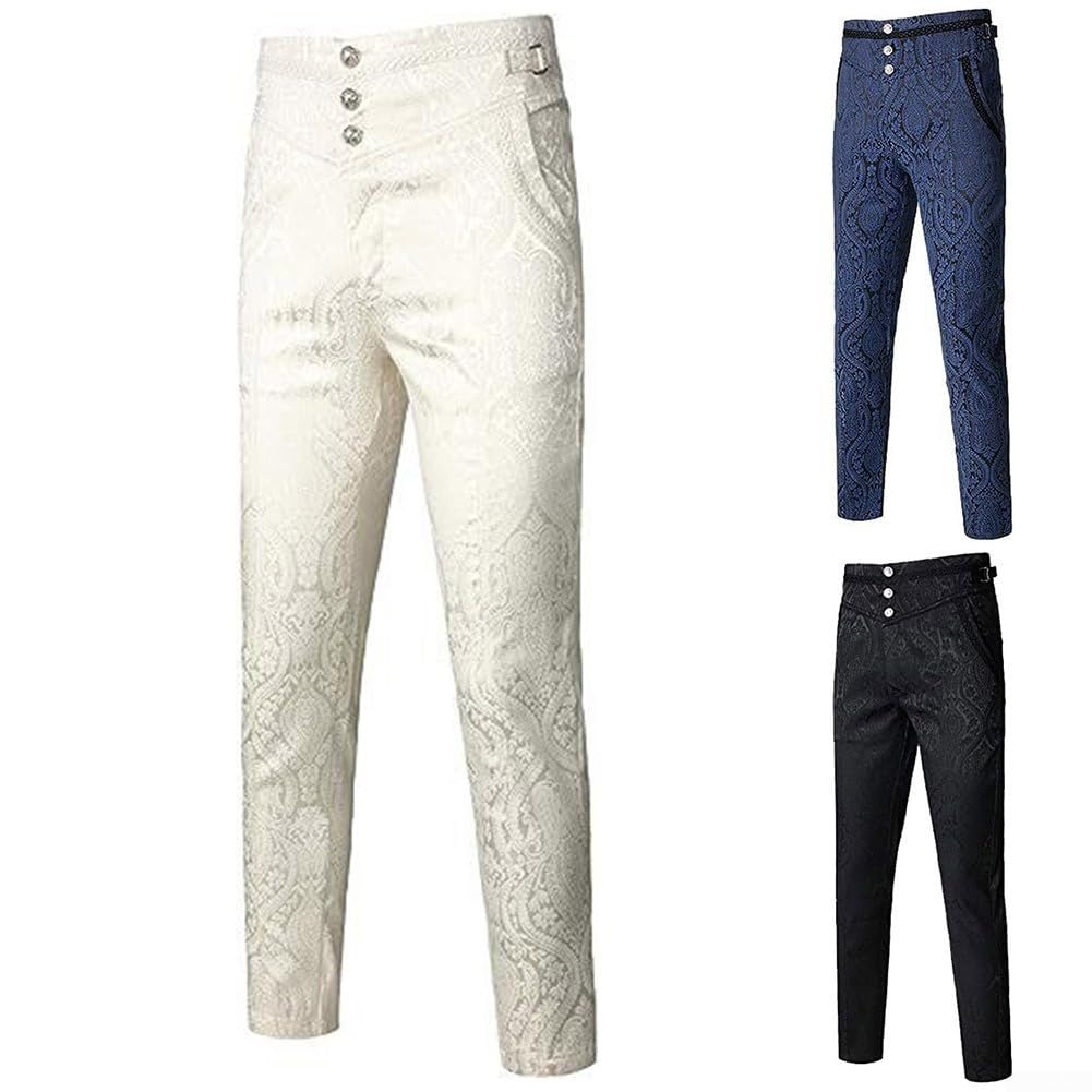 Pantalon gothique vintage pour homme, pantalon de costume pour cosplay, steampunk événements (taille L, noir)