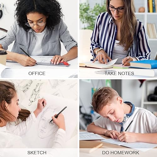 Miniatura 7 de AUAUY 2 lápices de metal sin tinta, lápiz infinito, lápiz reutilizable eterno, lápiz de punta reemplazable con 2 puntas reemplazables para escribir,