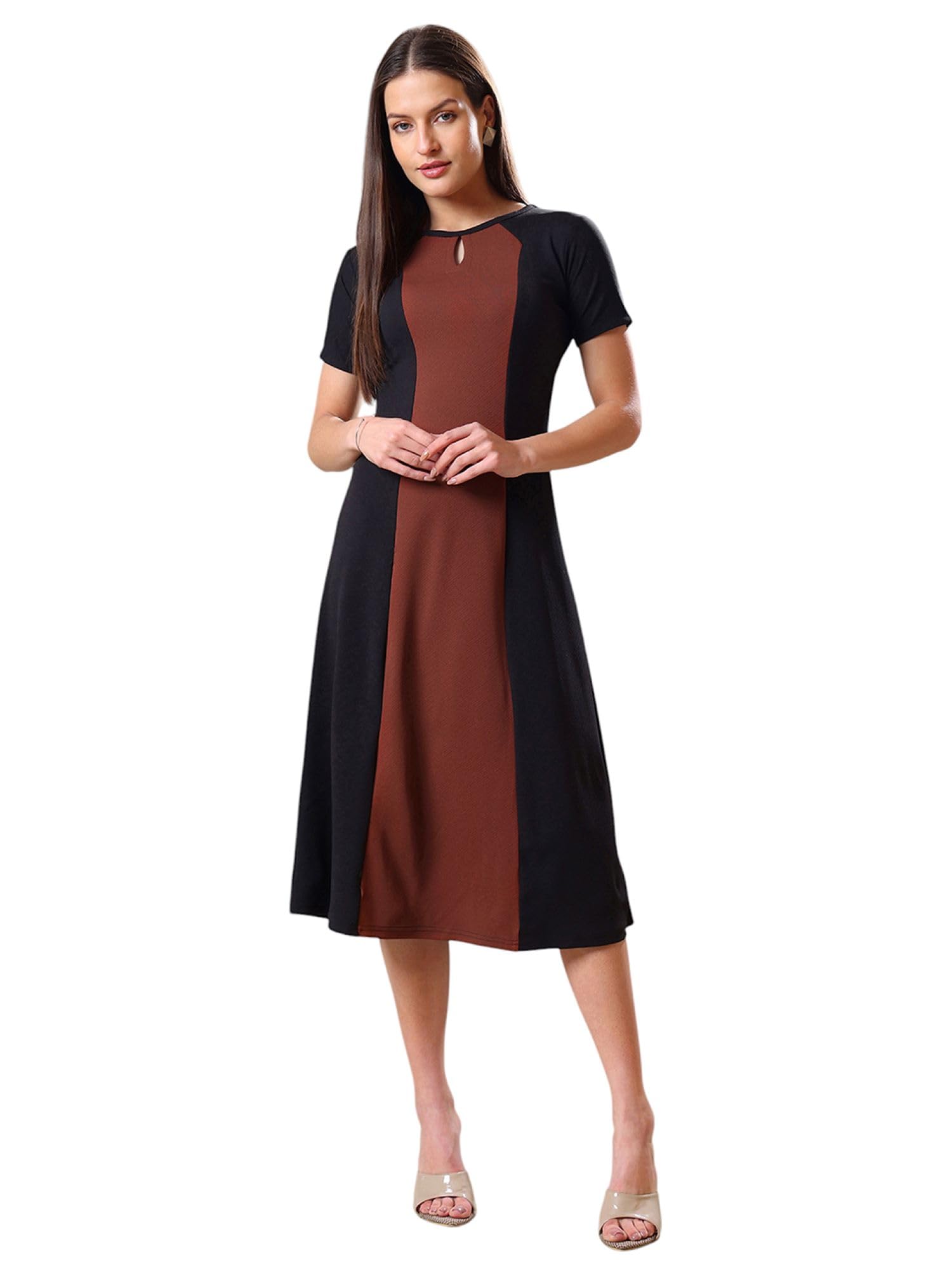 Purvaja Womens A-Line Midi Dress (Bely-173_Black_Xx-Large)