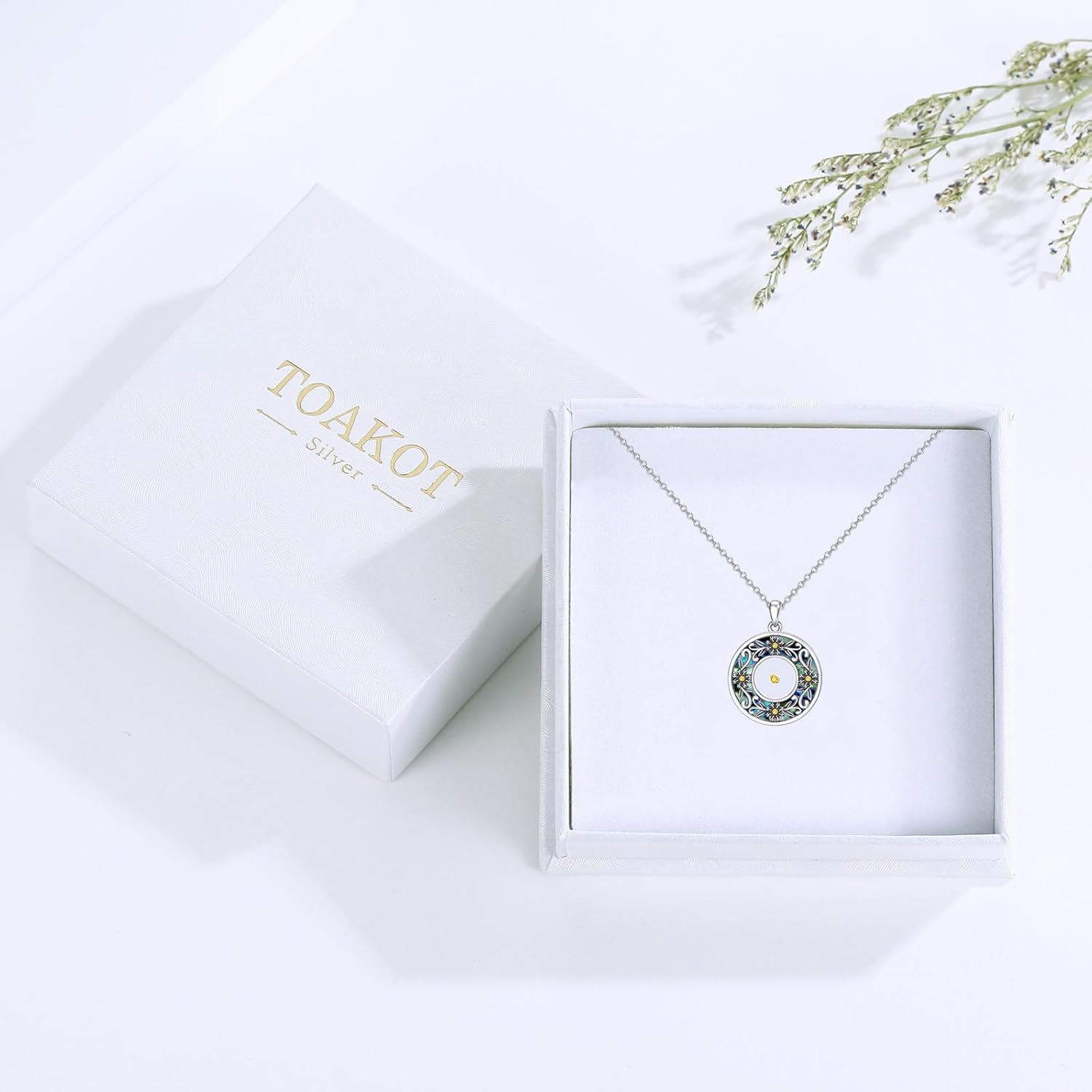 Mustard Seed Necklace for Women Sterling Silver Abalone Mustard Seed Pendant Necklace Jewelry Gifts for Women - Image 7