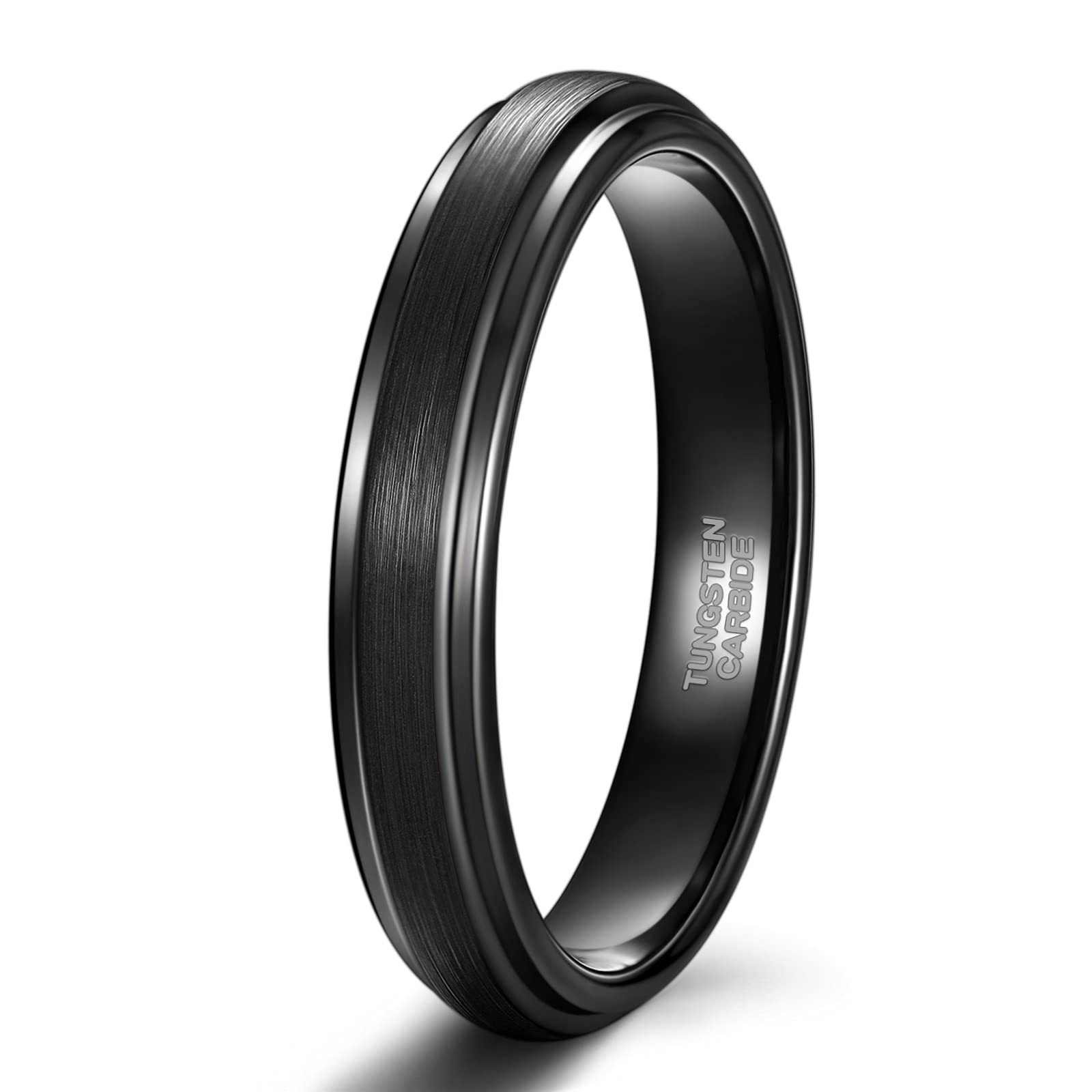 TRUMIUM Anillos de tungsteno de 4 mm, 6 mm y 8 mm para hombres y mujeres, anillo de boda de tungsteno azul plateado, oro rosa, negro, acabado cepillado mate, ajuste cómodo, talla 4-15