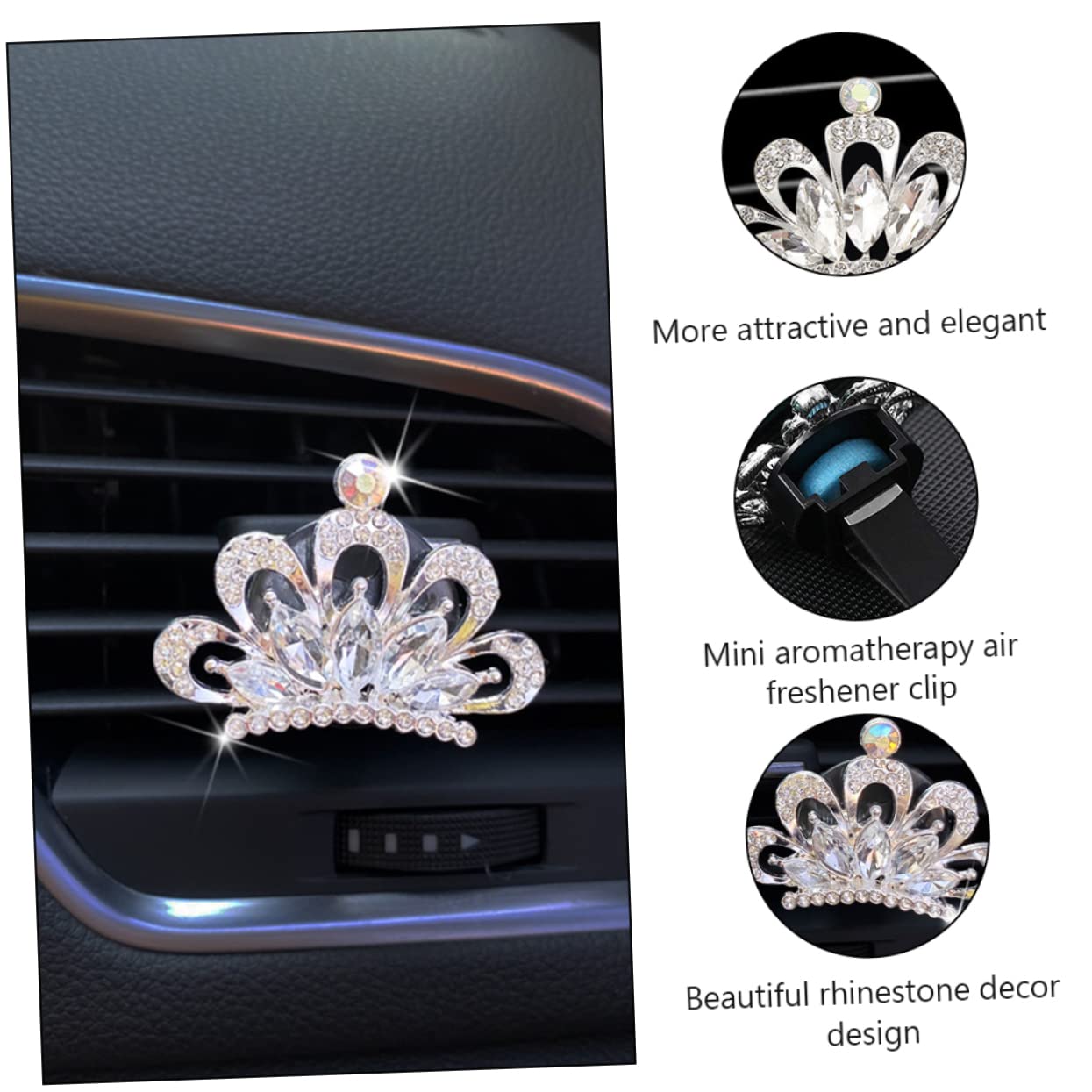 VALICLUD 12stücke Auto Duft Clip Mit Strass Krone Einfach Zu Installierender Lufteinlass Duftspender Für Auto-innenräume Aromatherapie-diffusor Für Angenehme
