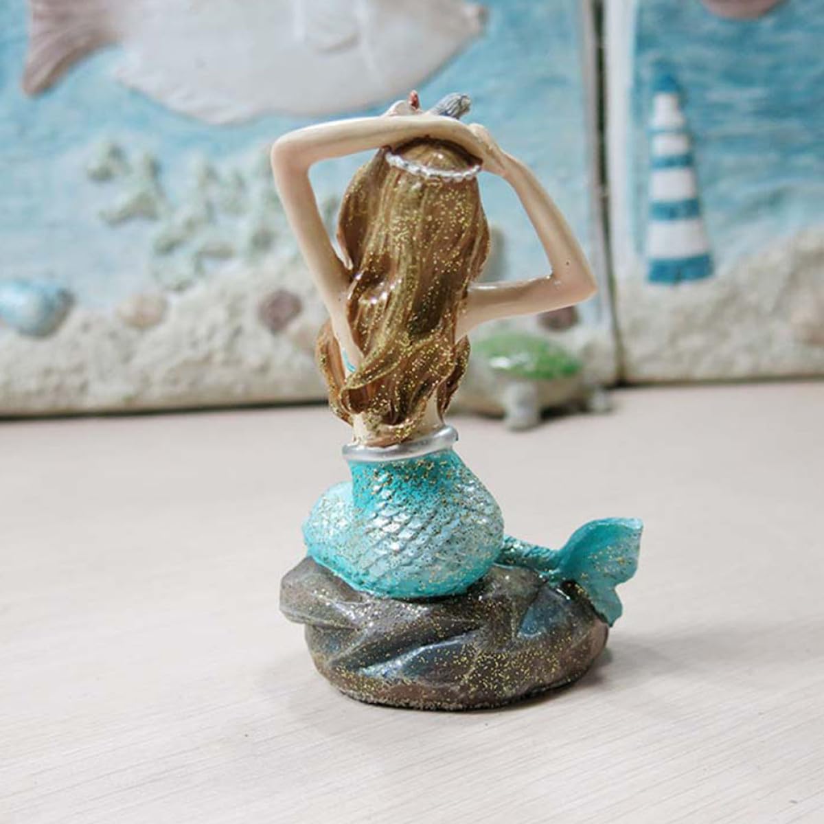 ibasenice Realistische Meerjungfrauen Figuren Leichte Aquarium Deko 2 Stück aus Kunstharz Feine Verarbeitung Zierelemente für Aquarien Landschaftsgestaltung