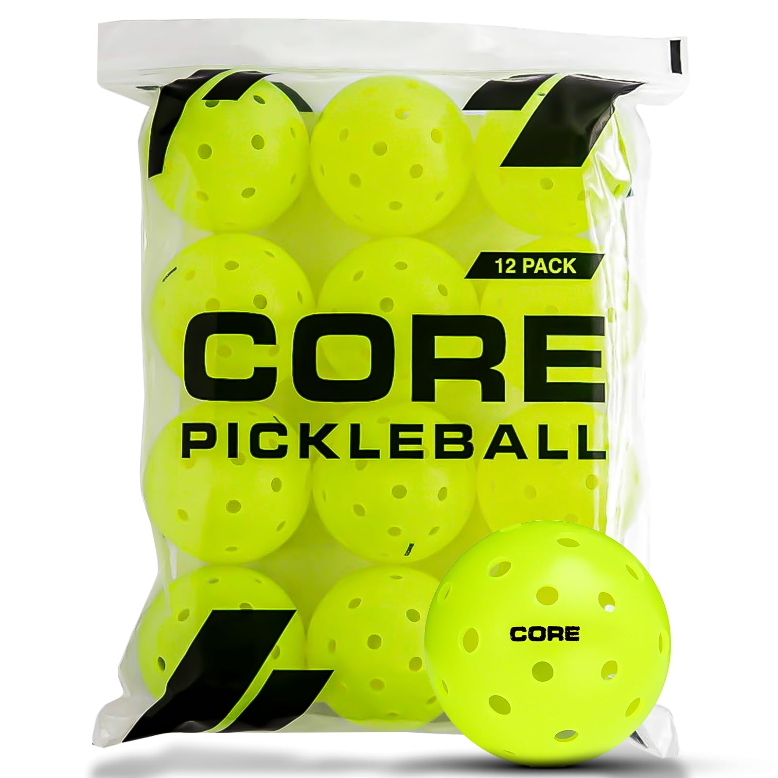 CORE PickleballBalls for Professionals and All Levels of Play, Durable Indoor and Outdoor Pickleball Balls with 40 Holes (12 Balls)