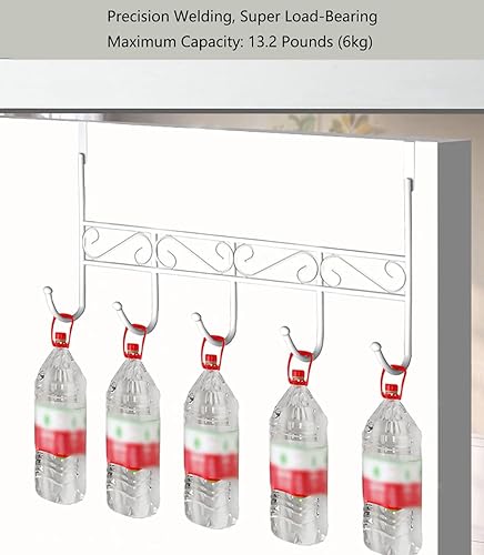 Miniatura 4 de Gancho para colgar sobre la puerta, para abrigo, toalla, bolsa, bata - 5 ganchos (blanco)