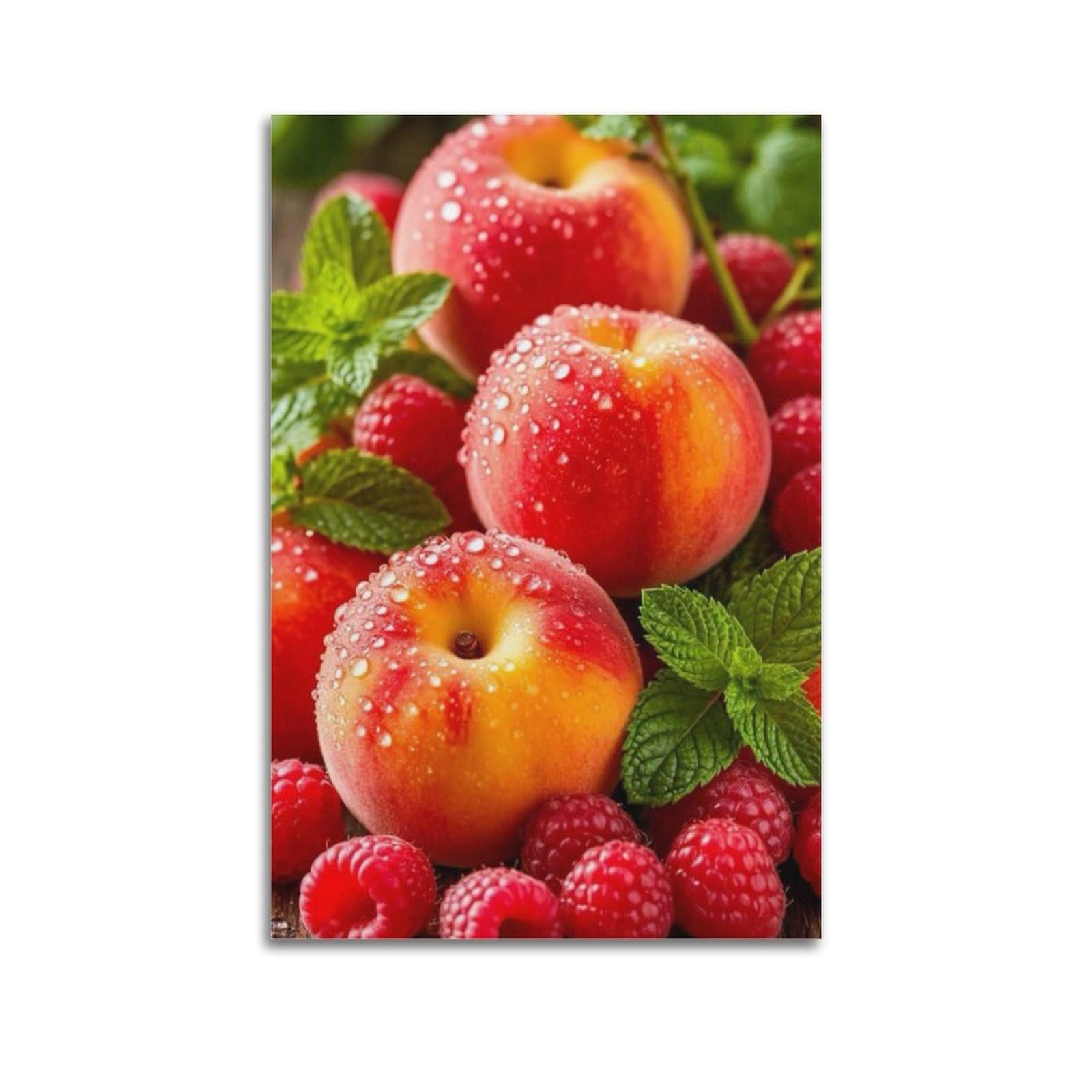 Poster pêches et framboises pour décorer un grand mur vide - 6