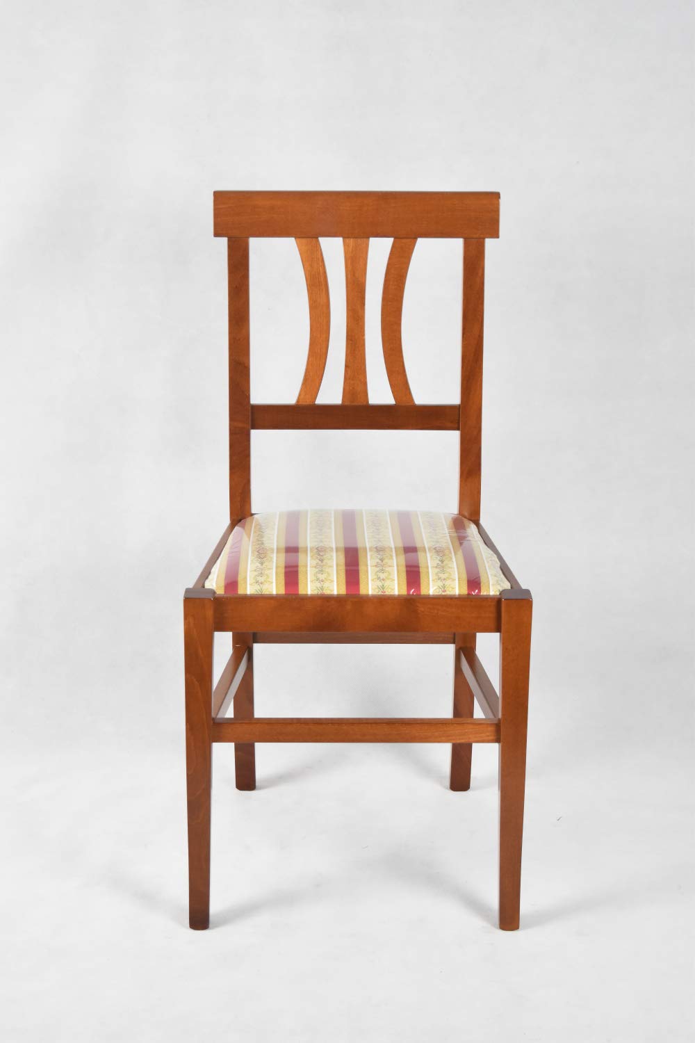t m c s Tommychairs - Set 4 sillas Artemisia para Cocina y Comedor, Estructura en Madera de Haya Color Nogal Claro y Asiento en Tela lisere roja