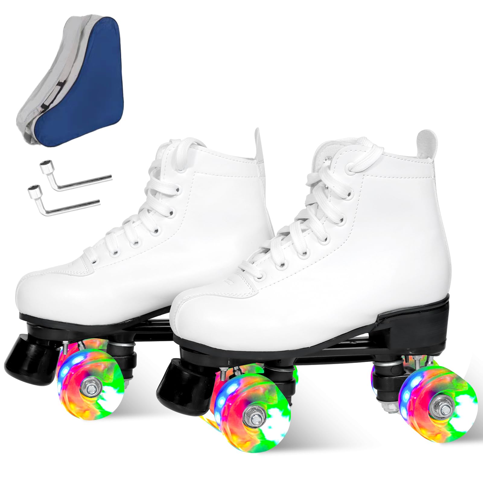wiwiyRoller Skates for Women and Men - Adjustable Four Shiny Wheel Skates for Outdoor Indoor Use
