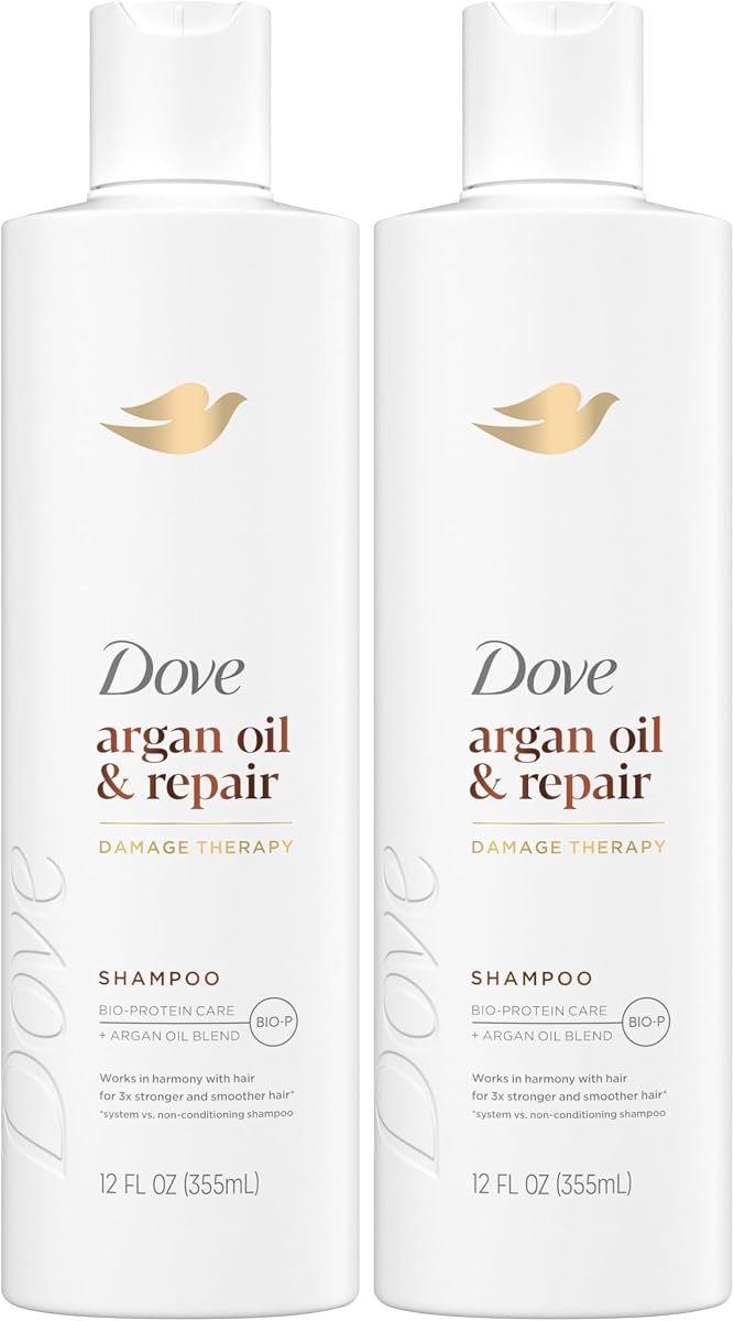 Champú de aceite de argán y reparación para cabello fino con tecnología de cuidado de bioproteínas y mezcla de aceite de argán, 12 onzas líquidas (paquete de 2)