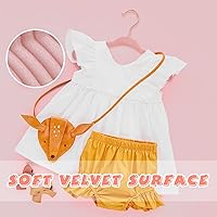 Vista 4 de ManGotree Perchas de terciopelo para bebé con gancho giratorio de oro rosa de 360°, colgador antideslizante de 11 pulgadas, perchas infantiles ultra