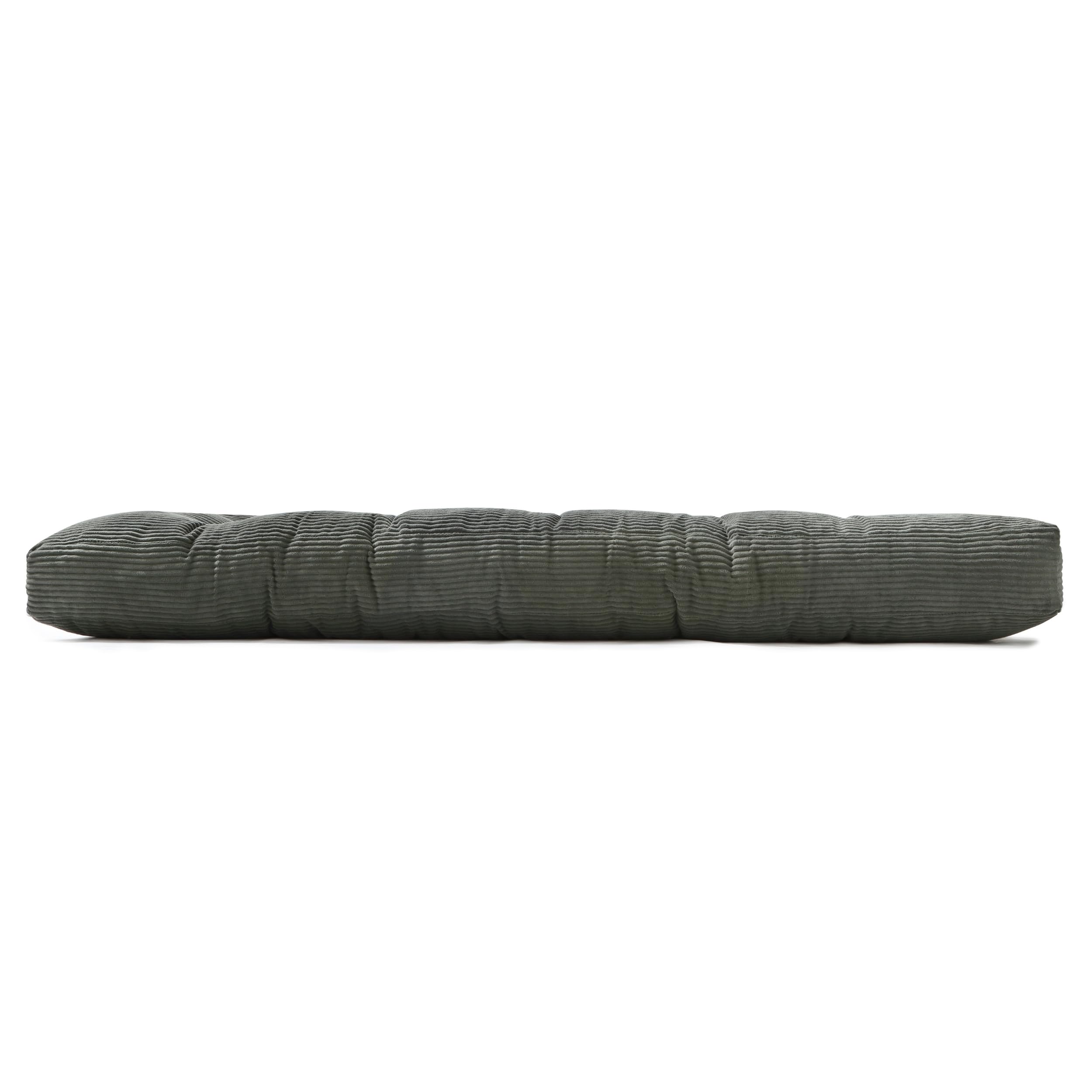 bananair - Futon Giapponese per 2 Persone, Comodo e Spesso, Imbottitura in Schiuma - Velluto a Coste Larghe Morbido ed Elegante - Con Cinghie, Materasso Pieghevole Pratico (160x200 cm, Grigio Scuro)