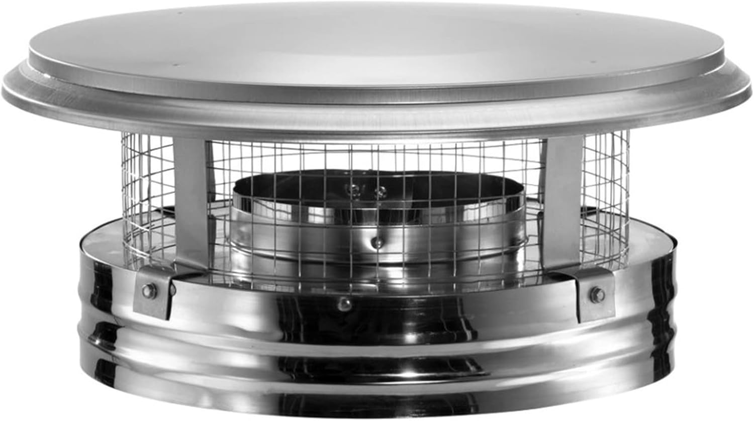 DuraVent DuraPlus 15 Inch Triple Wall Stainless Steel Round Chimney Cap with Removable Screws and Spark Arrestor Screen, Silver