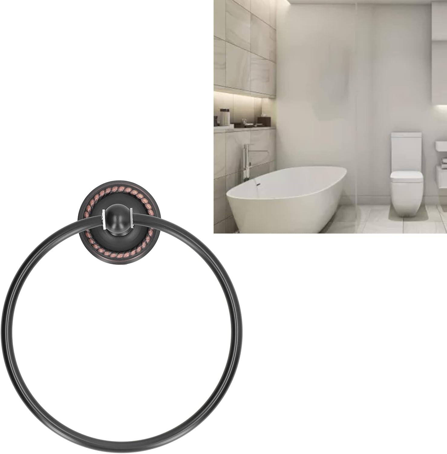 Aladeno Round Towel Rings Antique Brass Hanger Hand Towel Holder Bathroom Towel Rings Brass Wall Mounted Antique Towel Holder Toilet Towel Rack Black Twisted Pattern