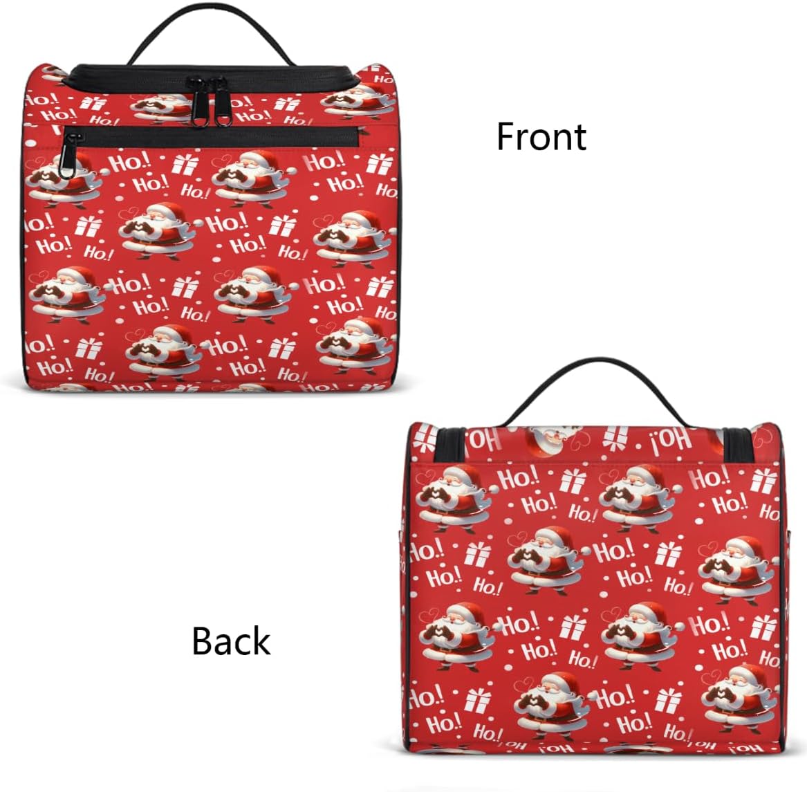 cfpolar Toiletry Bag for Women, Cute Santa Claus Xmas Hanging Travel Toiletry Bag, Water-resistant Cosmetic Makeup Organizer for Toiletries and Cosmetics, Bathroom Shower Bag with Handle and Hook