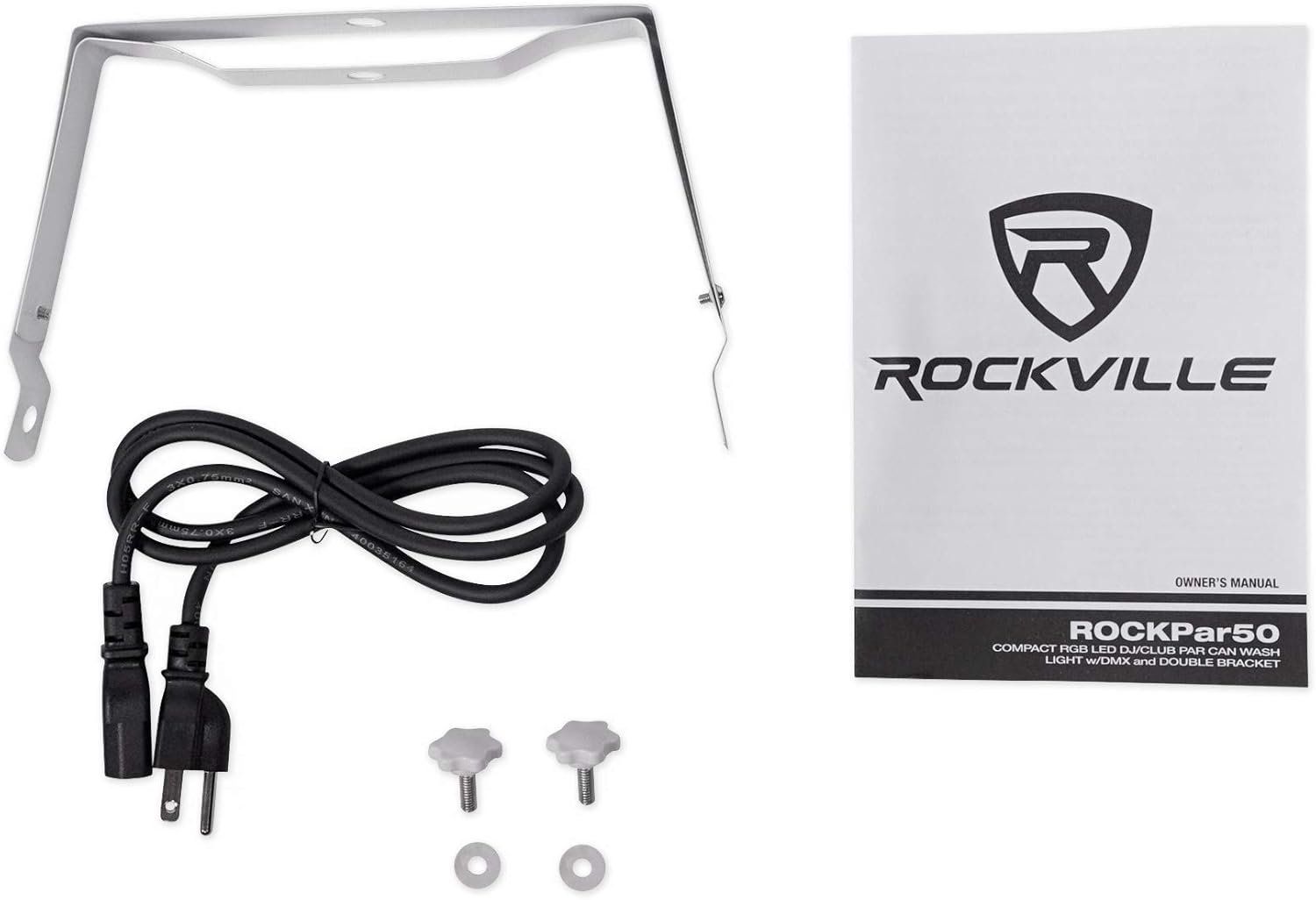 Rockville RockPAR50 LED RGB Compact Par Can DJ/Club/Stage DMX Wash Light, White, for Events and Lighting Shows, 4-Piece