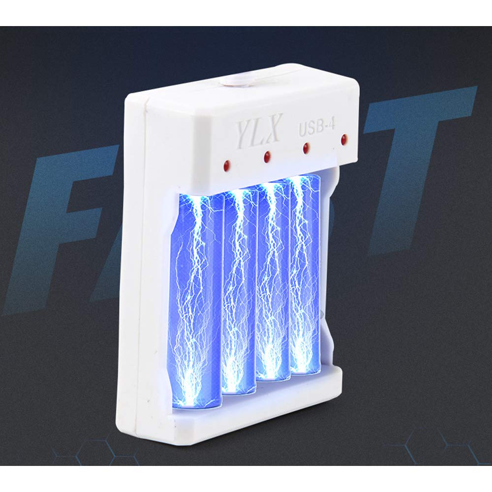 WSDMAVIS 1 Pcs USB Battery Charger AA AAA Rechargeable Batteries Charger 4 Slot USB Plug Fast Battery Charging for AA AAA