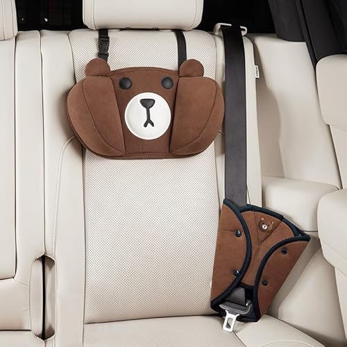 XINYUDAILY Car Neck Pillow Kids, Adjustable Car Headrest, Kids Travel Pillow with Memory Foam, 2PCS Car Pillow and Seat belt Covers for Kids, Kids Car Accessories for Car Travel