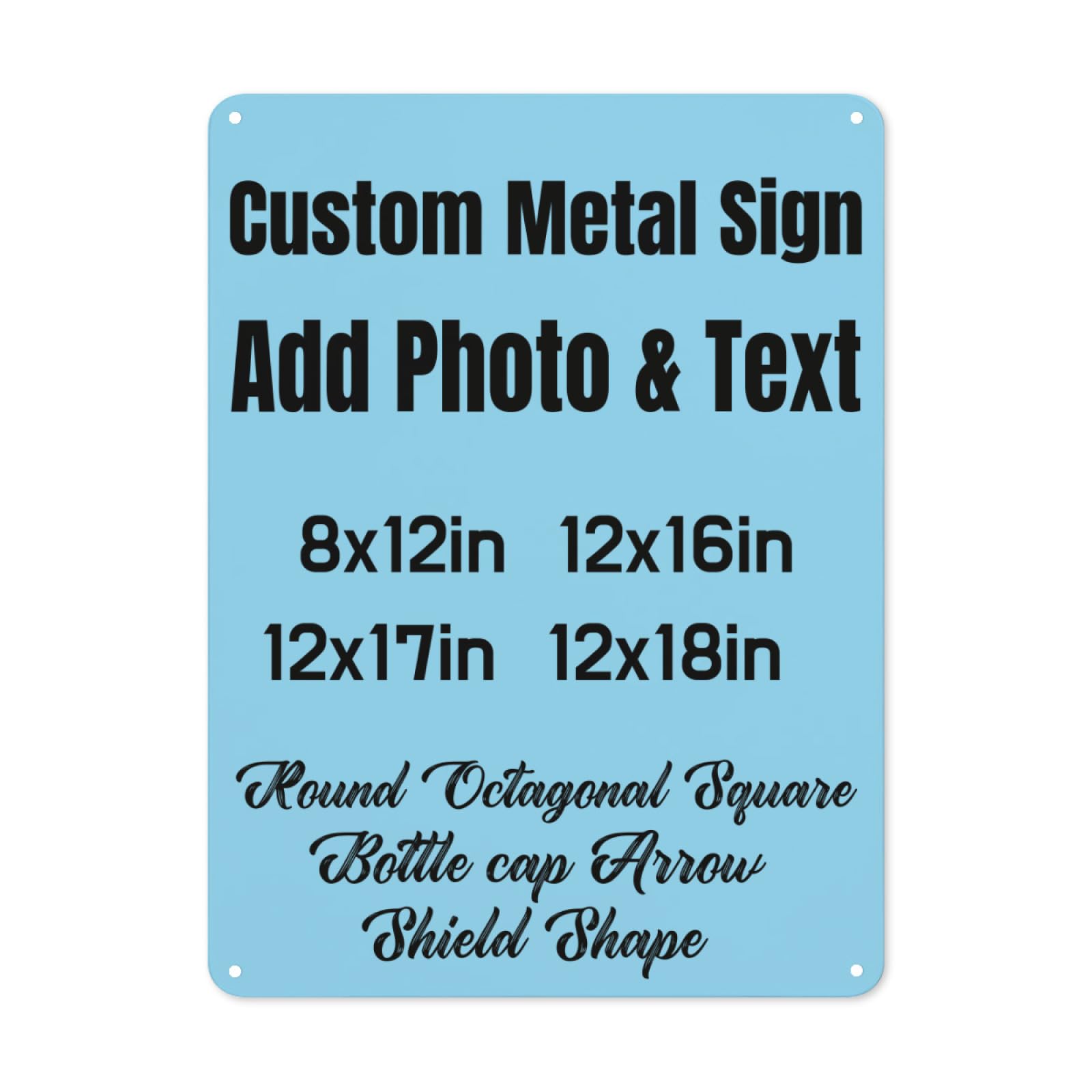 Personalised Metal Sign Picture Text Logo Custom Wall Sign Plaques Printed Memorial Door Sign for Bedroom Bar Cafe Decoration Customisable Warning Sign Photo Gifts, 8x12in, 12x16in, 12x17in, 12x18in