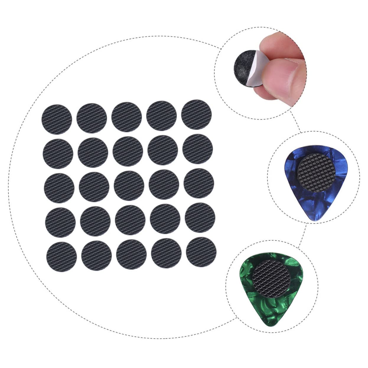 120piezas Agarre De Goma Autoadhesiva Para Púas De Guitarra Accesorios Prácticos Para El Control Conciertos y Prácticas