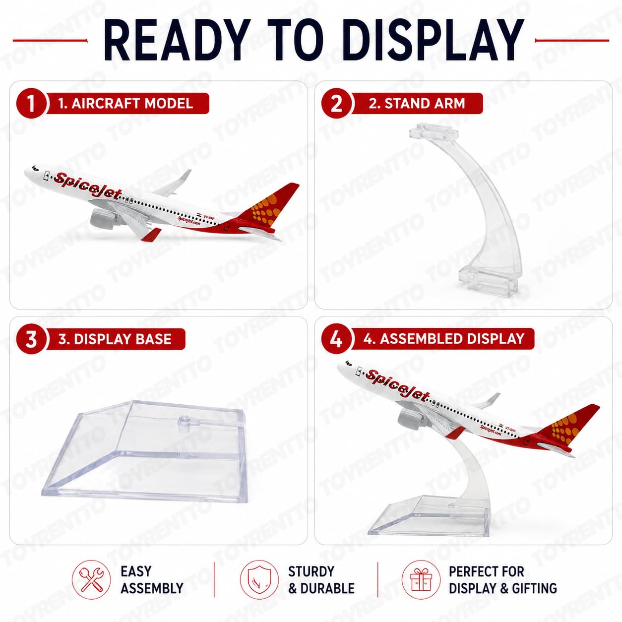 SpiceJet Boeing 737 Diecast Plane - Collectible Airplane Model -2