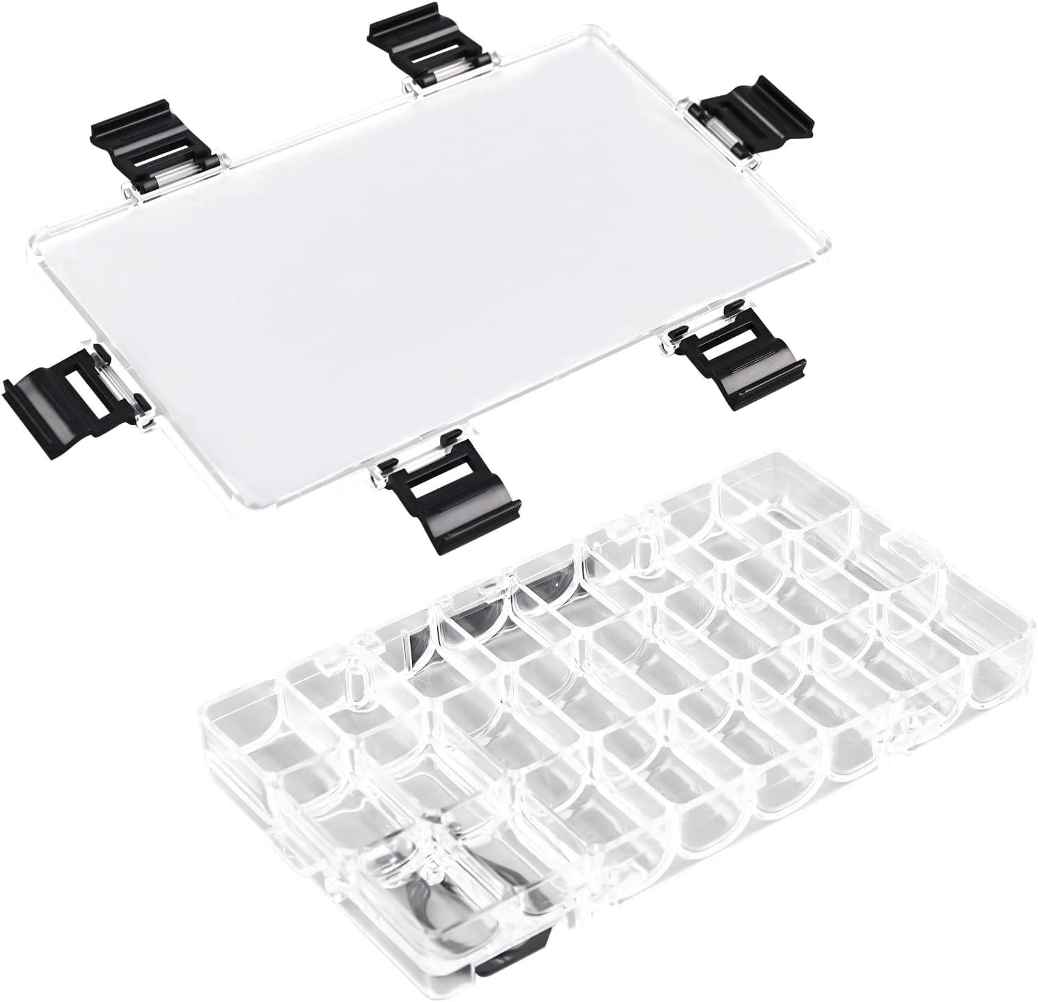 WANDIC Verf Palet Box, 24 Wells Transparante Lege Luchtdichte Verf Container Lekbestendig Palet Case voor Aquarellen Gouache Olieverf Acryl