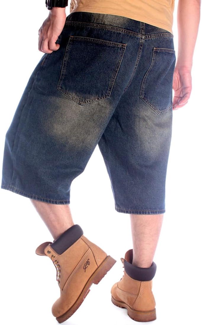 Enrica Men's Baggy Jorts Casual Loose Fit Hip Hop Skateboard Denim Shorts - Image 4