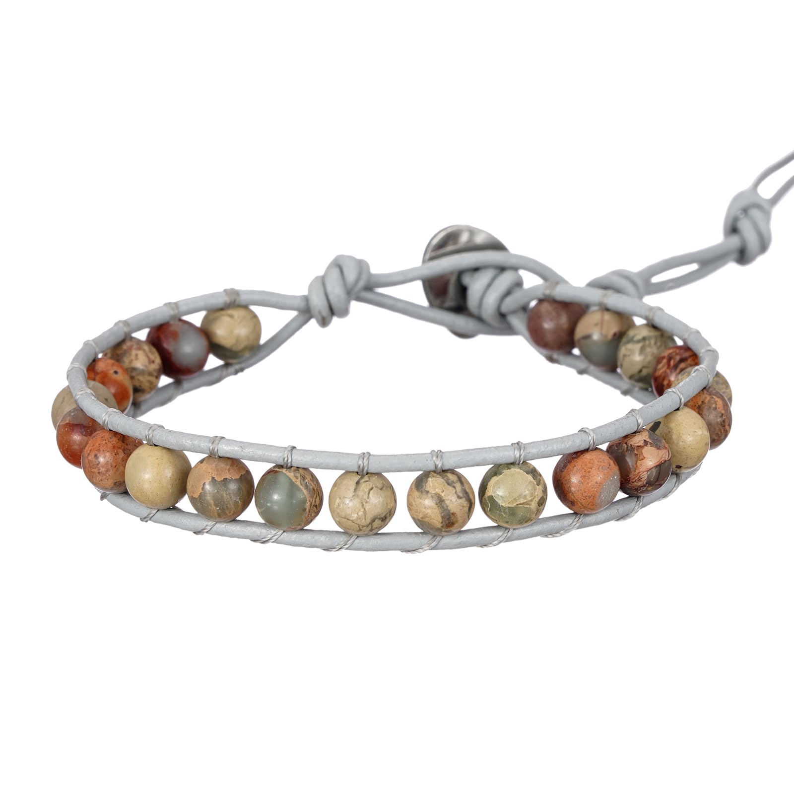 Plumiss Women Boho Handmade Natural Stone Crystal Leather Bead Wrap Bracelets Collection