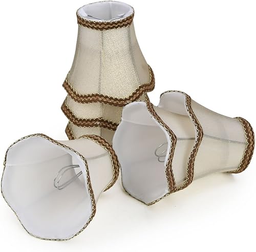 Miniatura 18 de Fuloon Bombillas pequeñas con clip, estilo europeo moderno, mini campanas para candelabros, pantallas de lámpara de araña de campo francés, 3.14 x