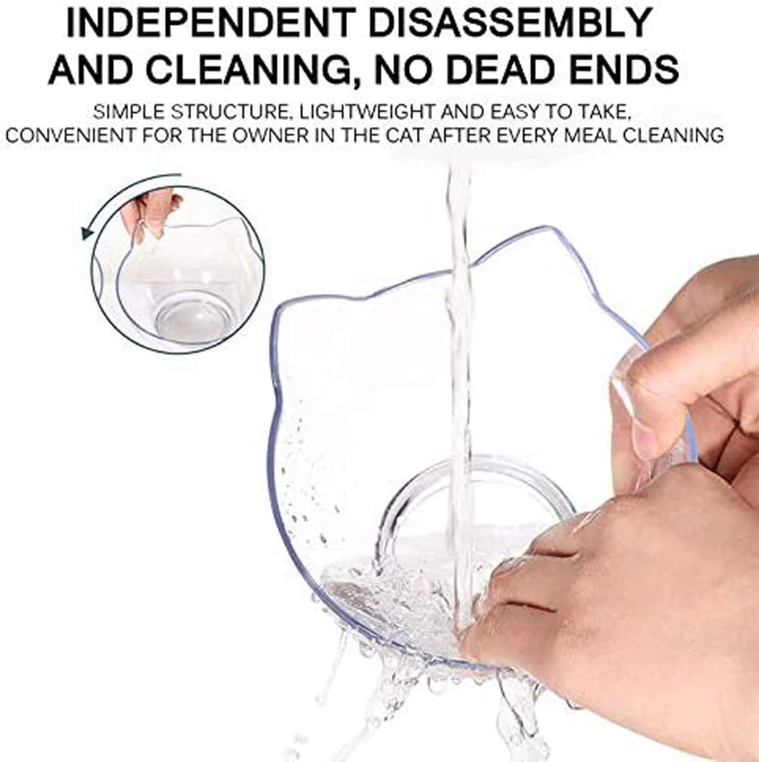 Double Cat Bowl with Raised Stand, Cat Bowl Pet Food Feeder,15° Tilted Anti-Slip Transparent Cat Food and Water Bowl, Protect Pets Cervical Vertebra, Detachable Pet Bowl for Cats and Dogs 5 61eSFmLohLL. AC SL1500