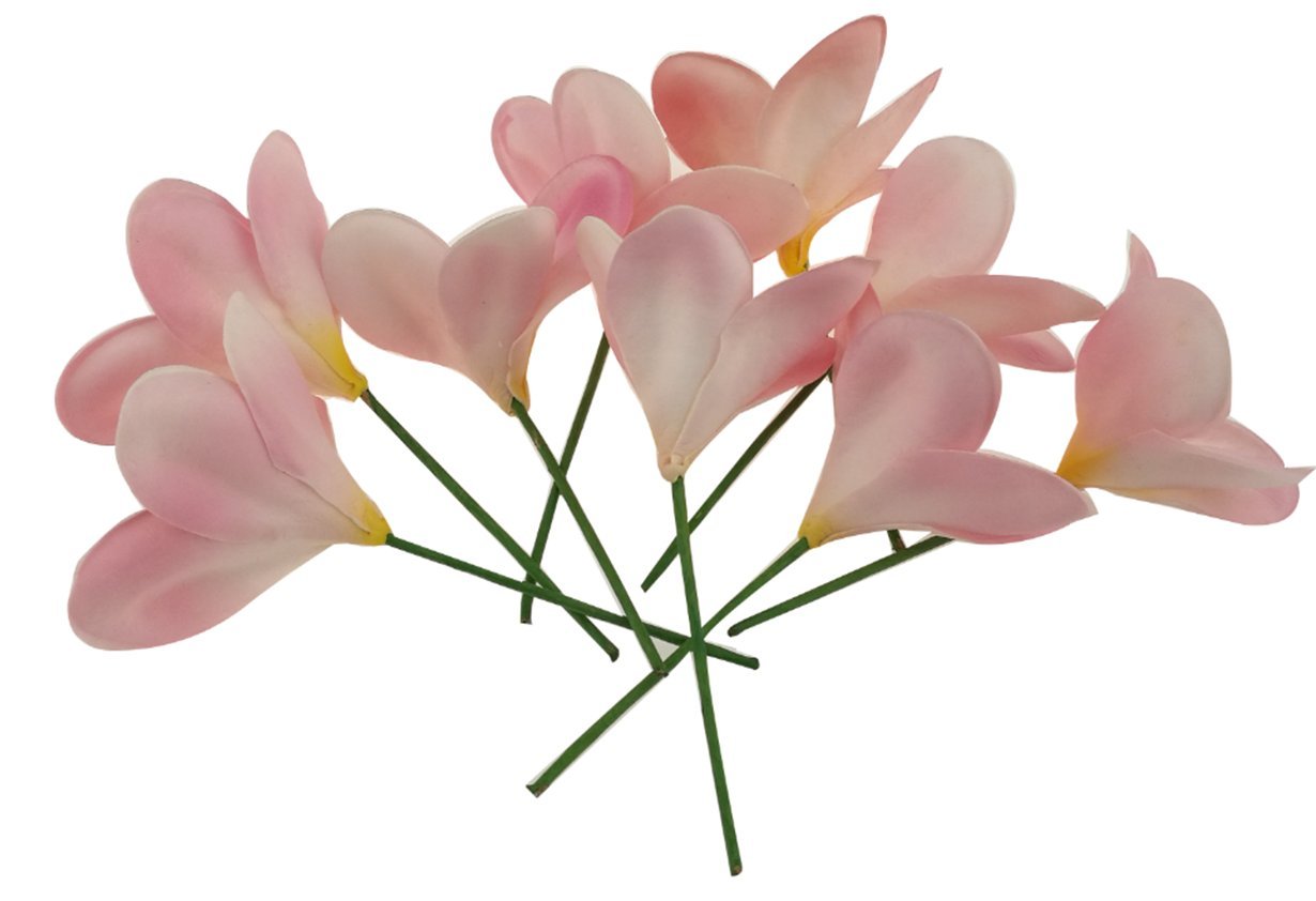 Lot 10 Fleurs Frangipanier Artificielles Latex - Tiges Souples Pour Bouquet Mariage, Déco Tropicale