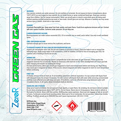 ZeroR® Green Gas | Fuel for Airsoft Pistols | 2 Cans - 13.5 fl oz Each (11.8 oz by Total Weight) (2)