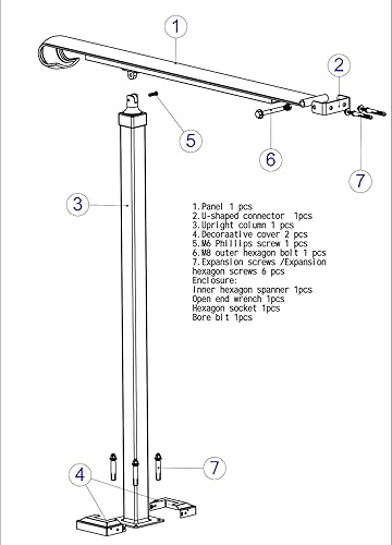 Miniatura 4 de Barandilla de escalera de mano para exteriores, para pasamanos de transición de 1 a 5 escalones para escalones al aire libre, pasamanos de aleación