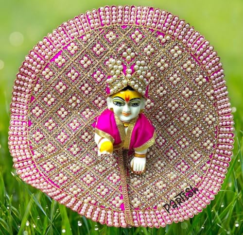 Image of Partish Laddu Gopal Heavy Poshak with Pagdi (Size 2) l Ladoo Gopal Dress l Bal Gopal l Kanha Ji Thakur Ji Dress(Magenta,L)