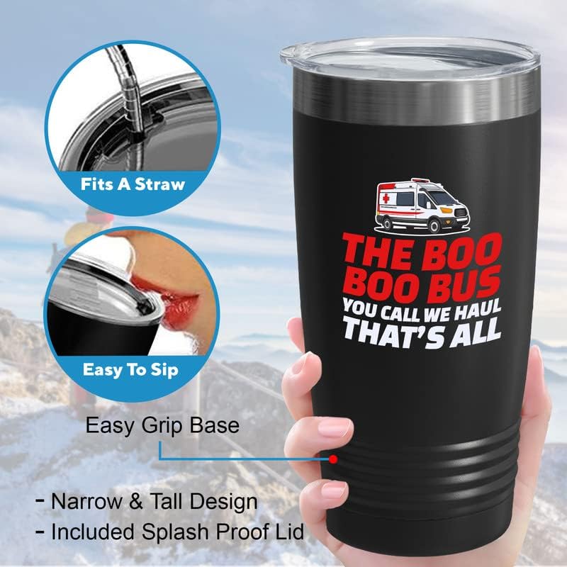 Miniatura 4 de Ambulance Driver Black Viking Tumbler 20oz  The Boo Boo Bus  Hospitales EMT Pacientes Transportando Técnico Enfermo Med Apreciación Papá Padre