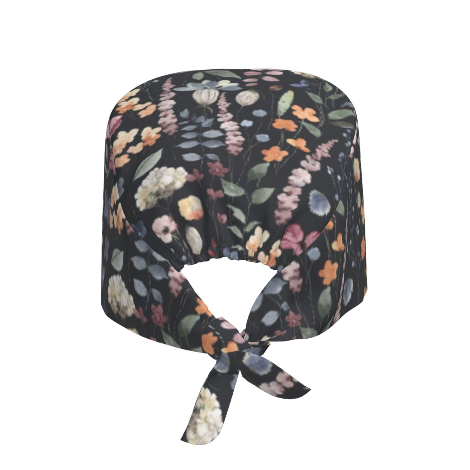 Kuilepa Wildflower Watercolor Print Working Caps With Sweatband Adjustable Working Hats Elastic Scrub Hats Nurse Scrub Cap