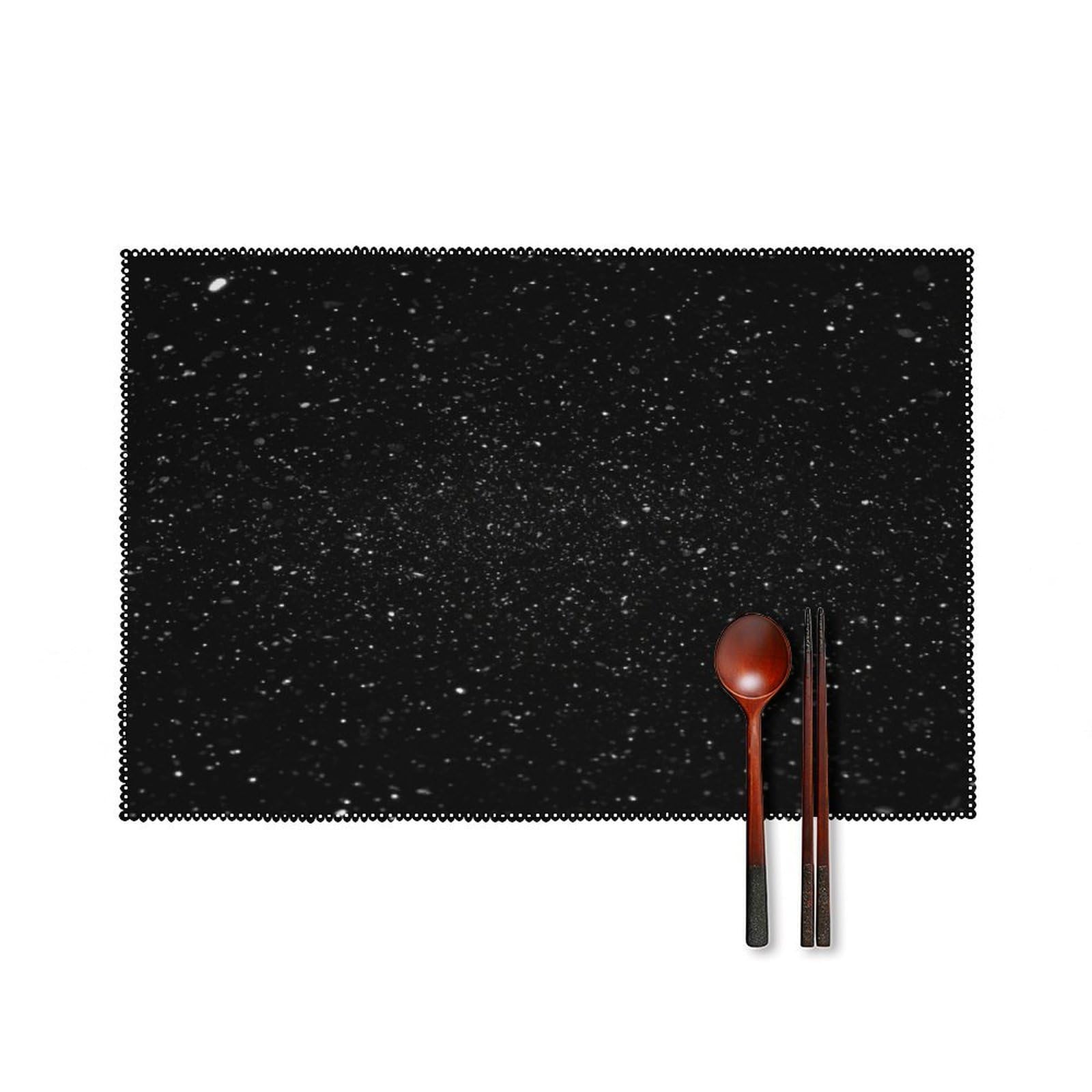 Black Glitter Placemats Set of 6 Washable Heat Resistant Non-Slip Place Mats Easy Clean Table Protective Placemats Farmhouse Decorate Dining Table Mat for Kitchen 12X18In